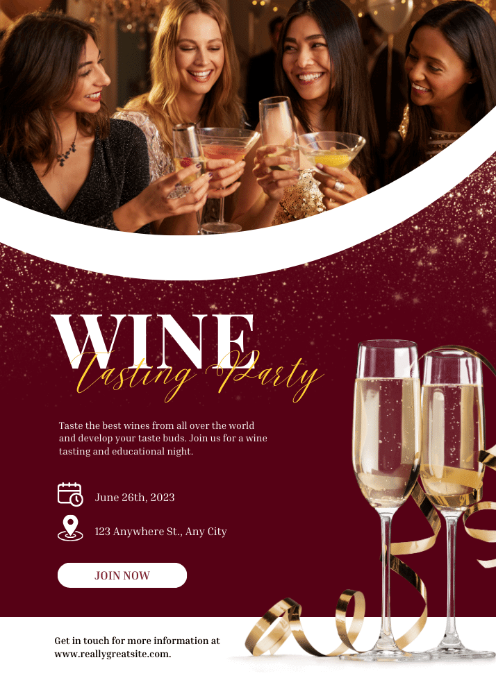 Wine tasting invitation designed in Canva