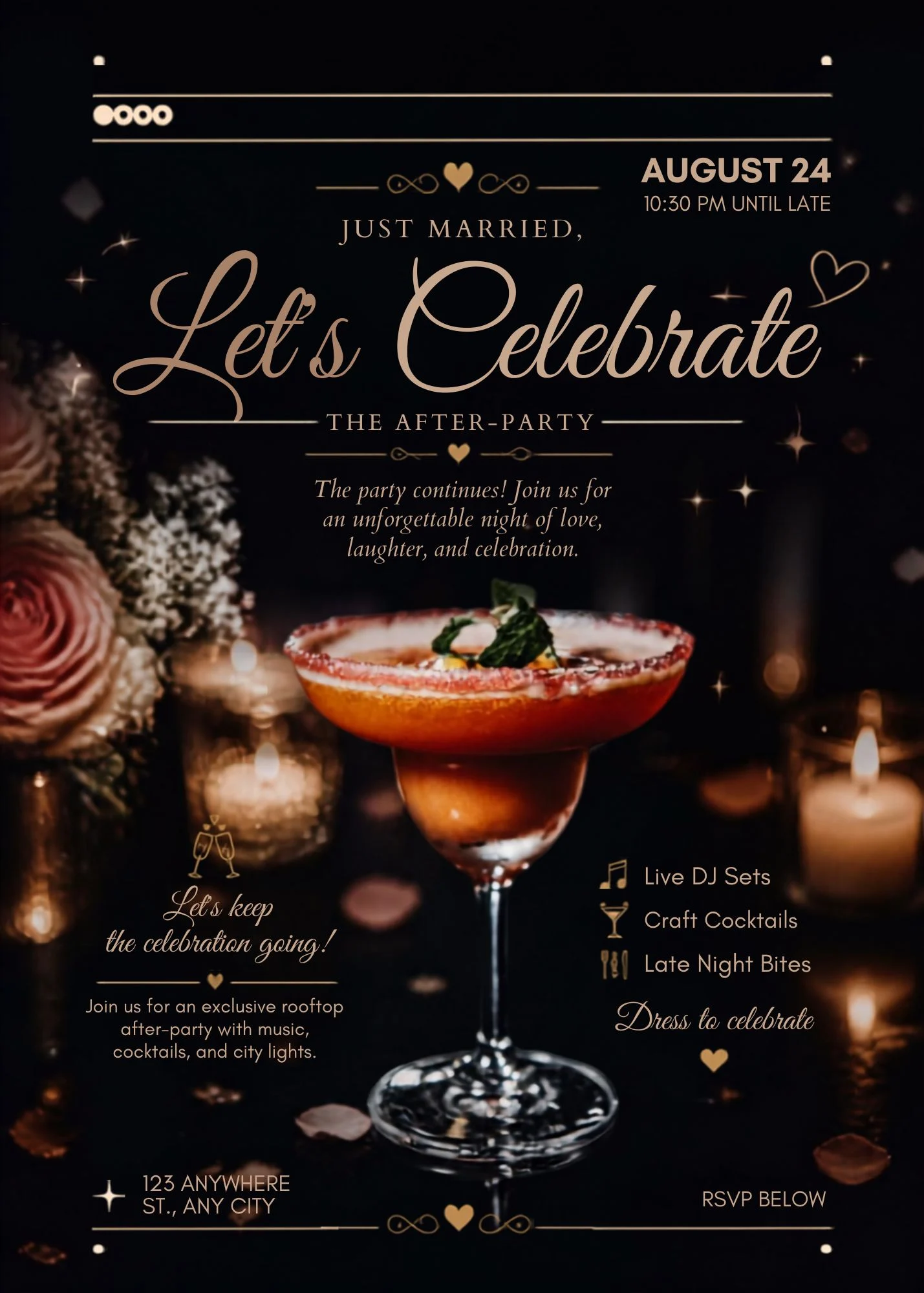 Wedding after-party invitation designed in Canva