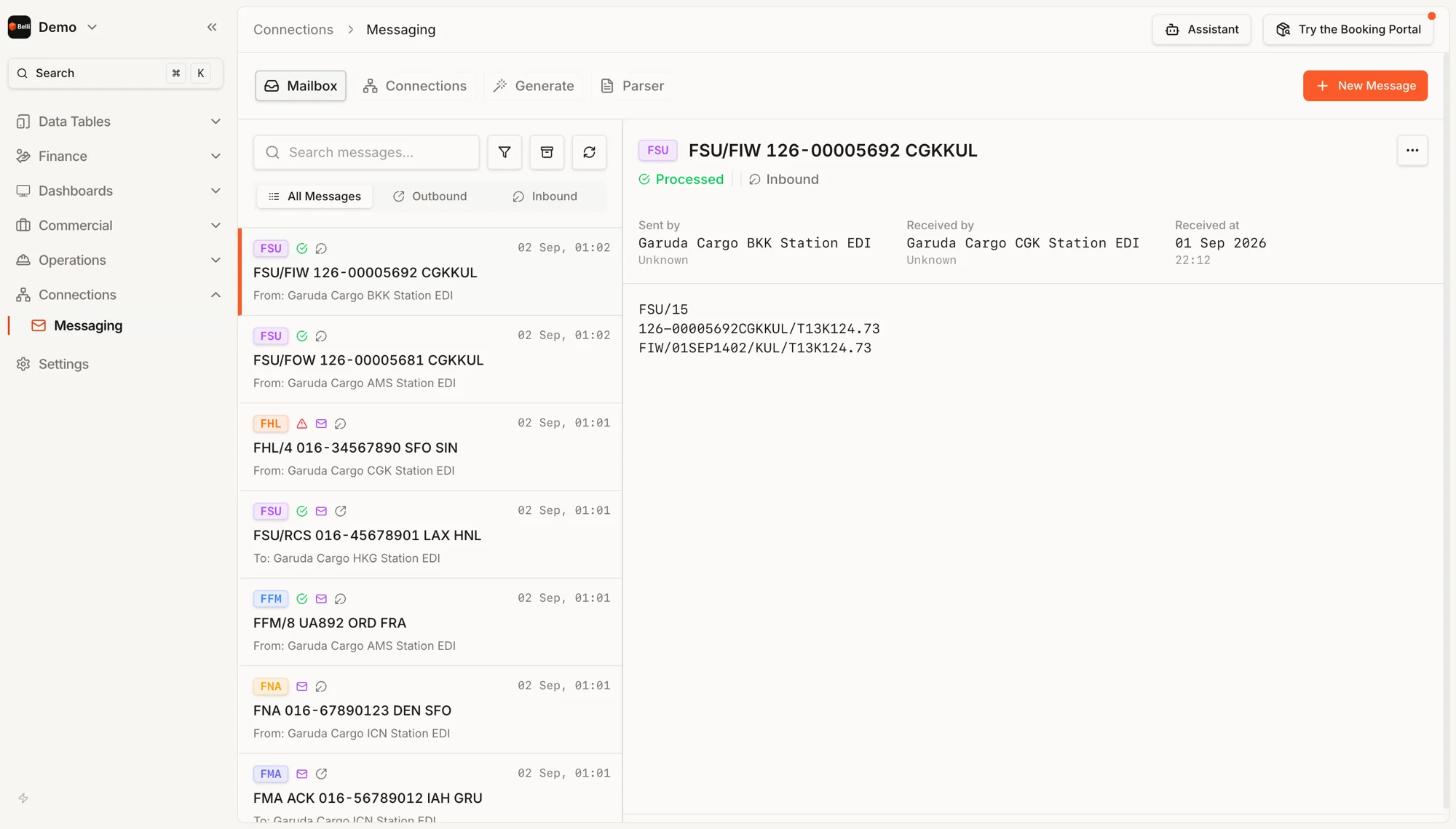 Belli cargo messaging mailbox