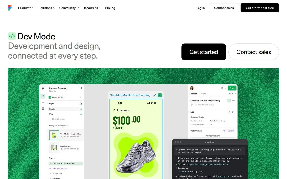 Figma Dev Mode landing page