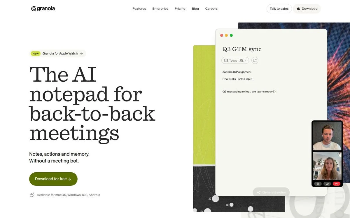 Granola homepage