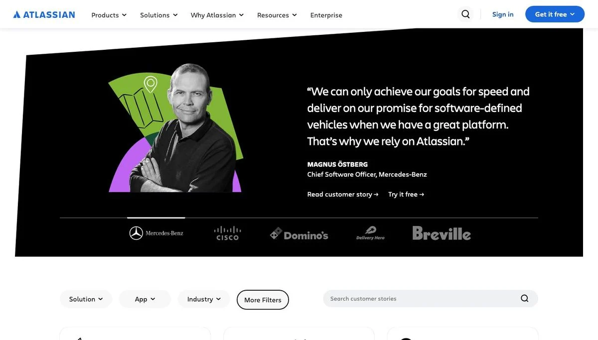 Atlassian executive quote carousel