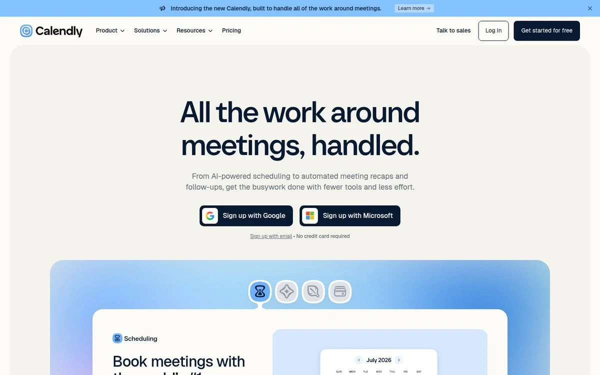Calendly landing page