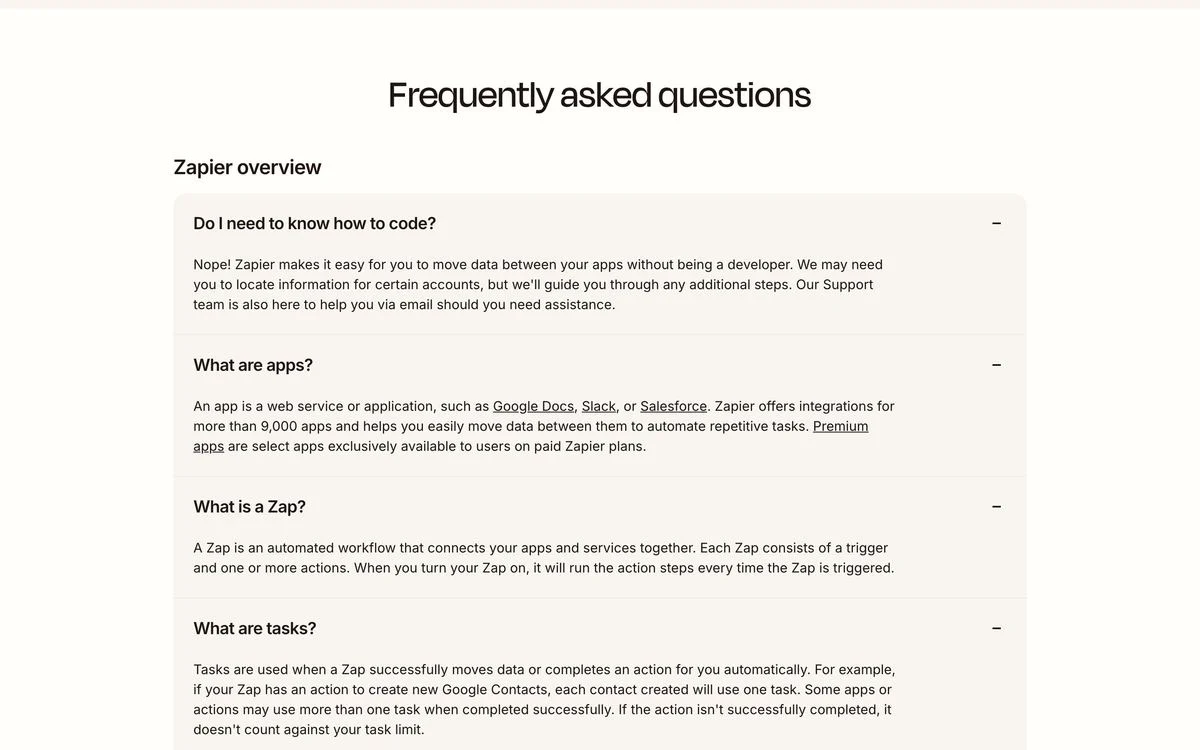 Zapier pricing FAQ