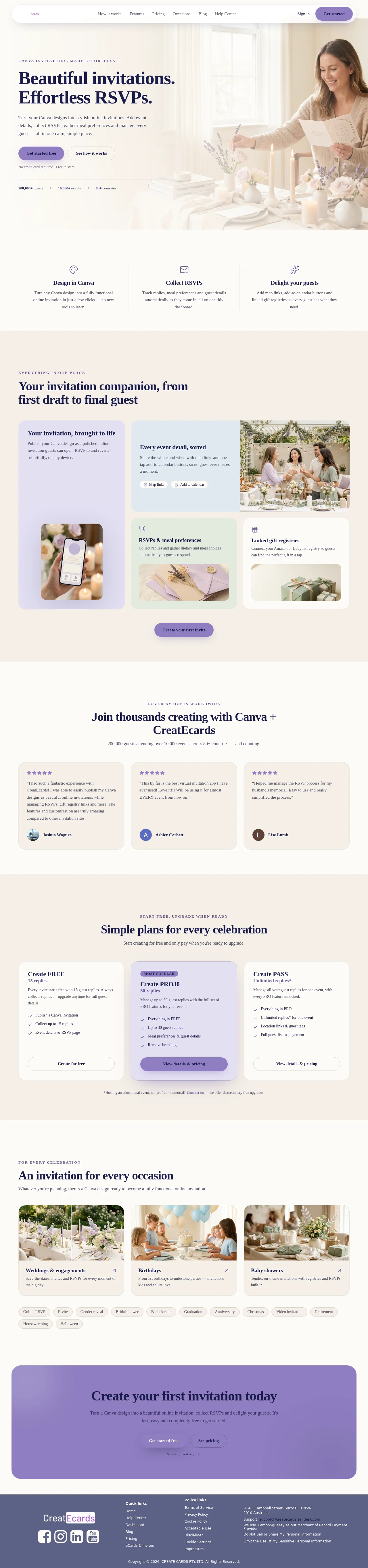 CreateCards website redesign produced by Claude Opus
