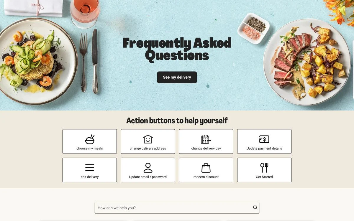 HelloFresh FAQ page