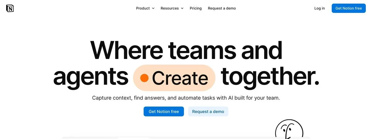 Notion homepage headline