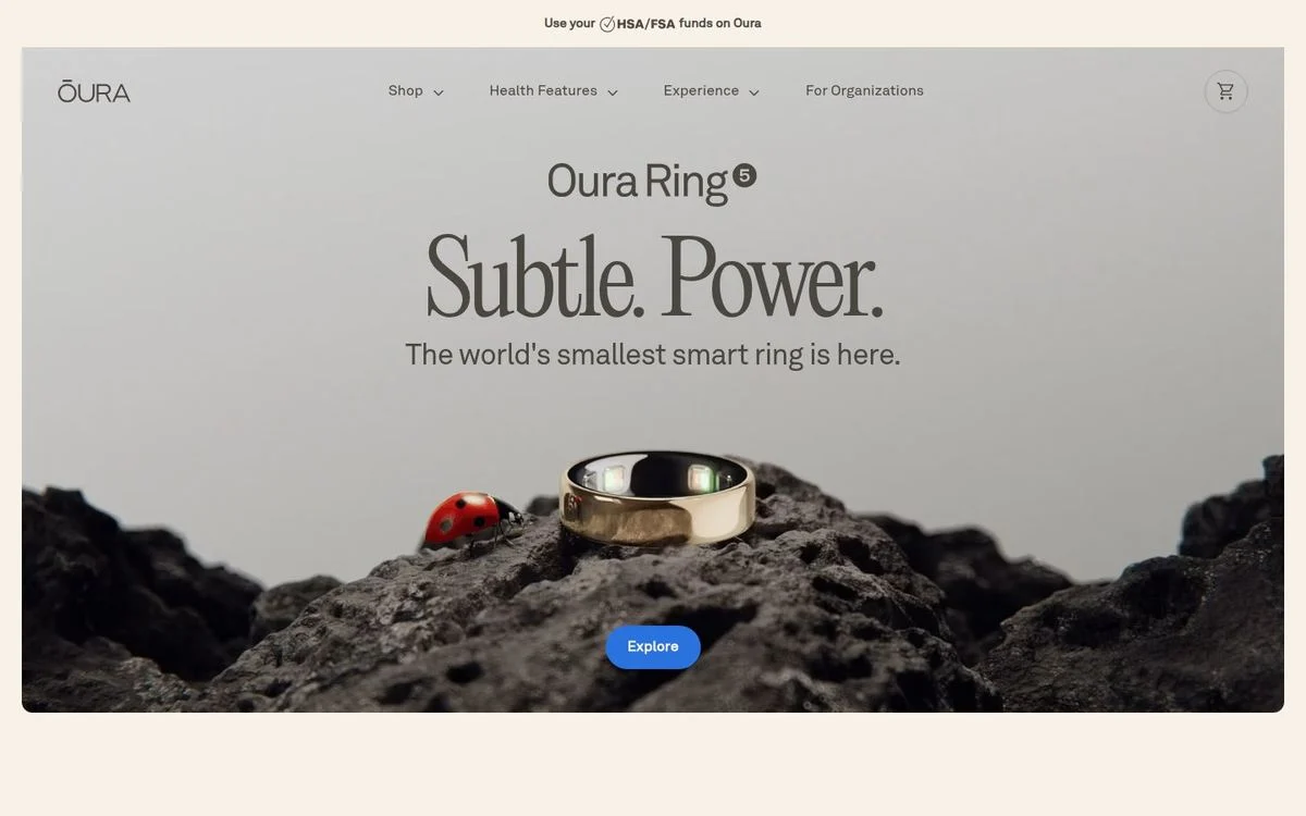 Oura landing page