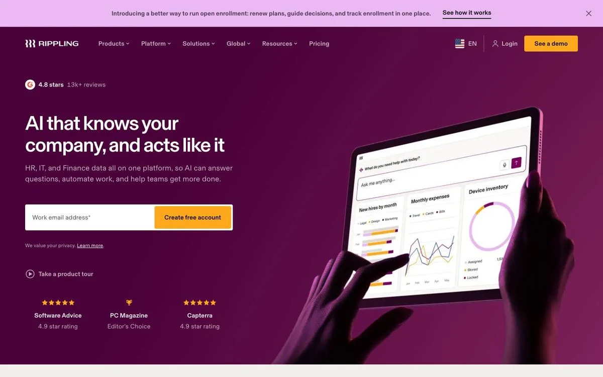 Rippling landing page