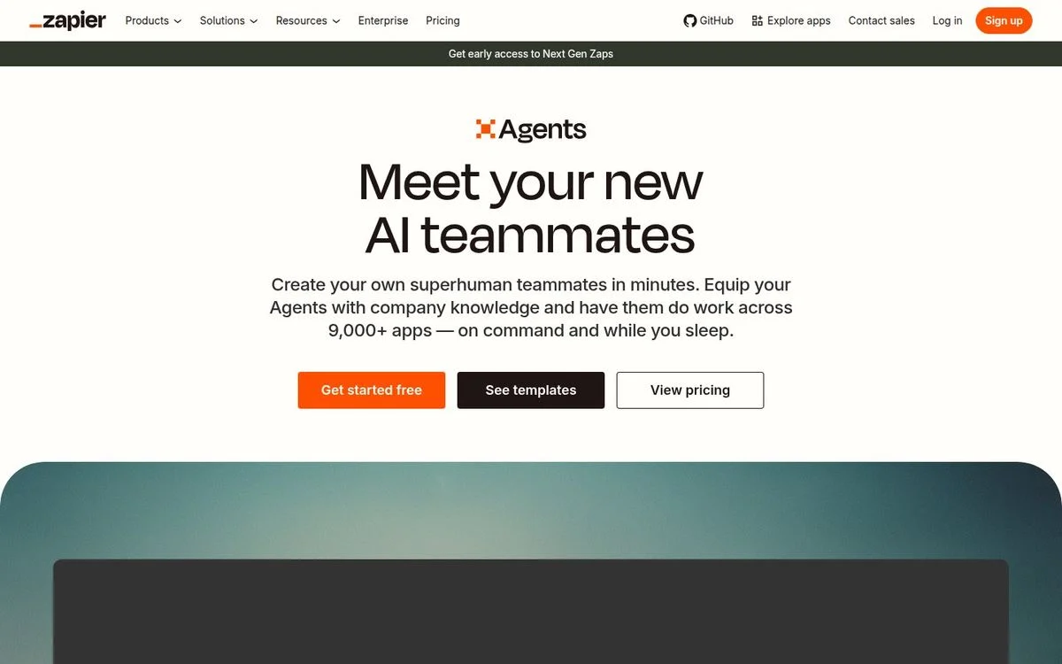 Zapier Agents landing page