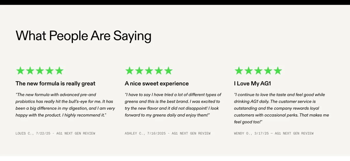 AG1 customer reviews
