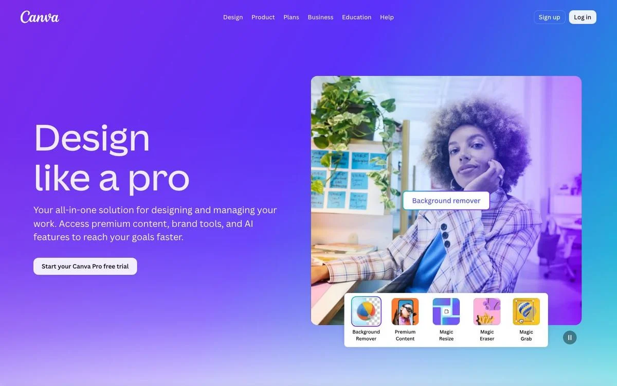 Canva Pro landing page