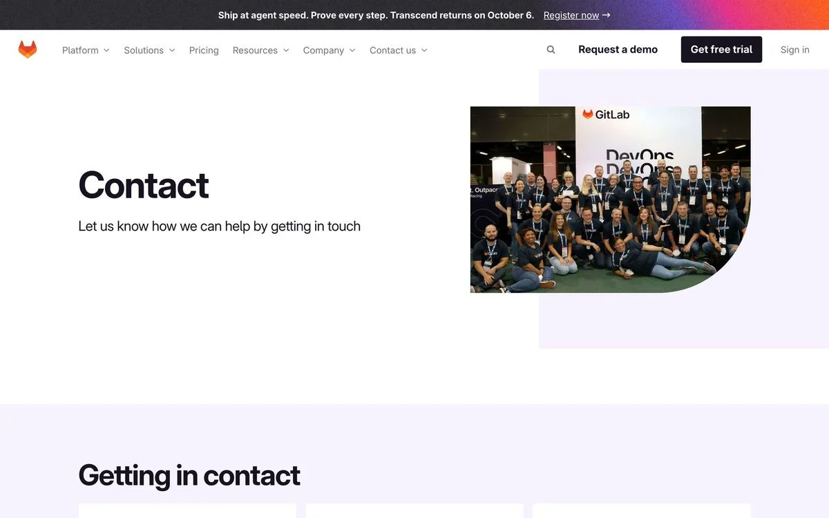 GitLab contact page
