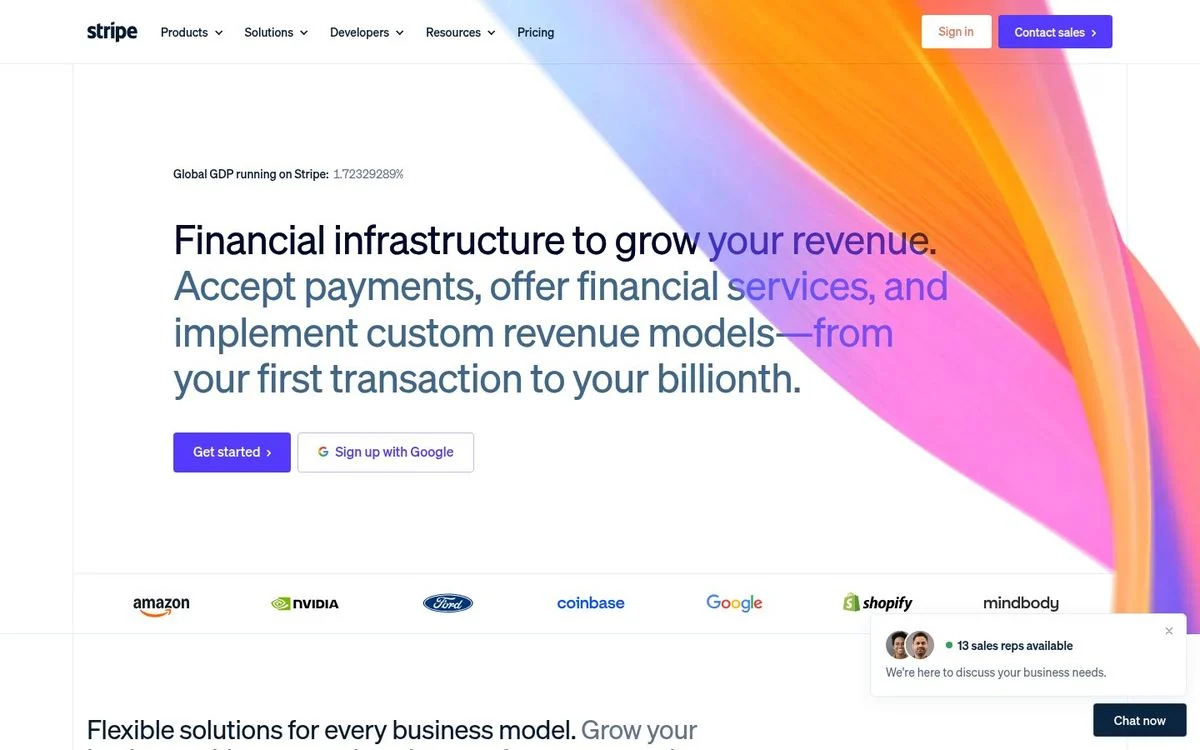 Stripe homepage