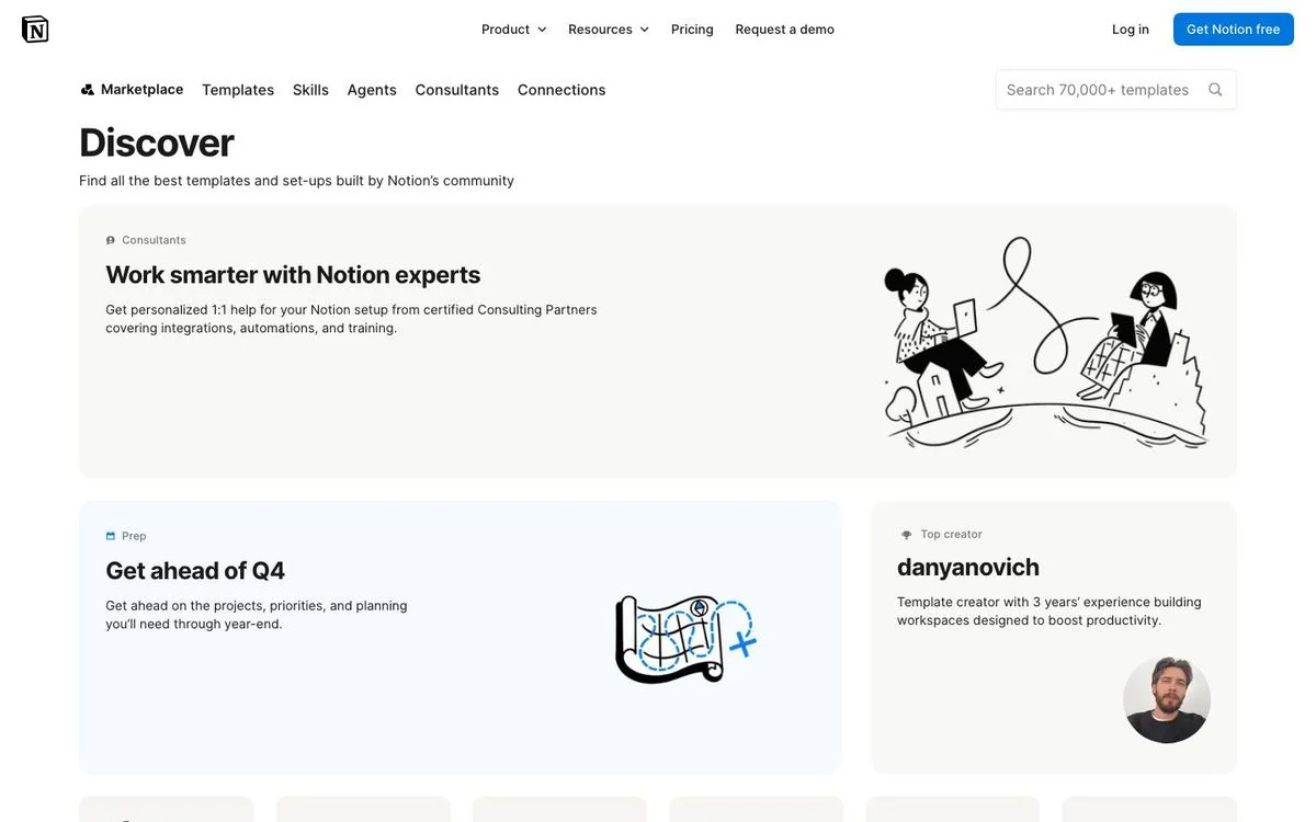 Notion templates layout