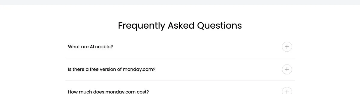 monday.com pricing FAQ