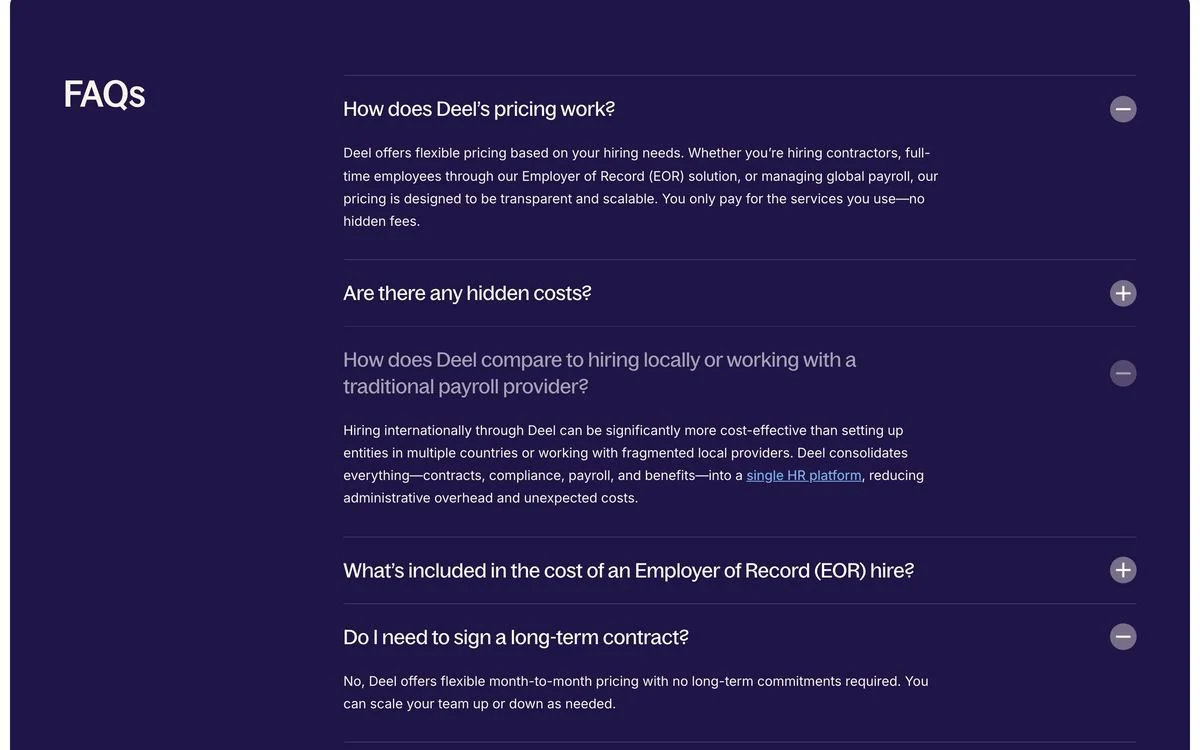 Deel pricing FAQ