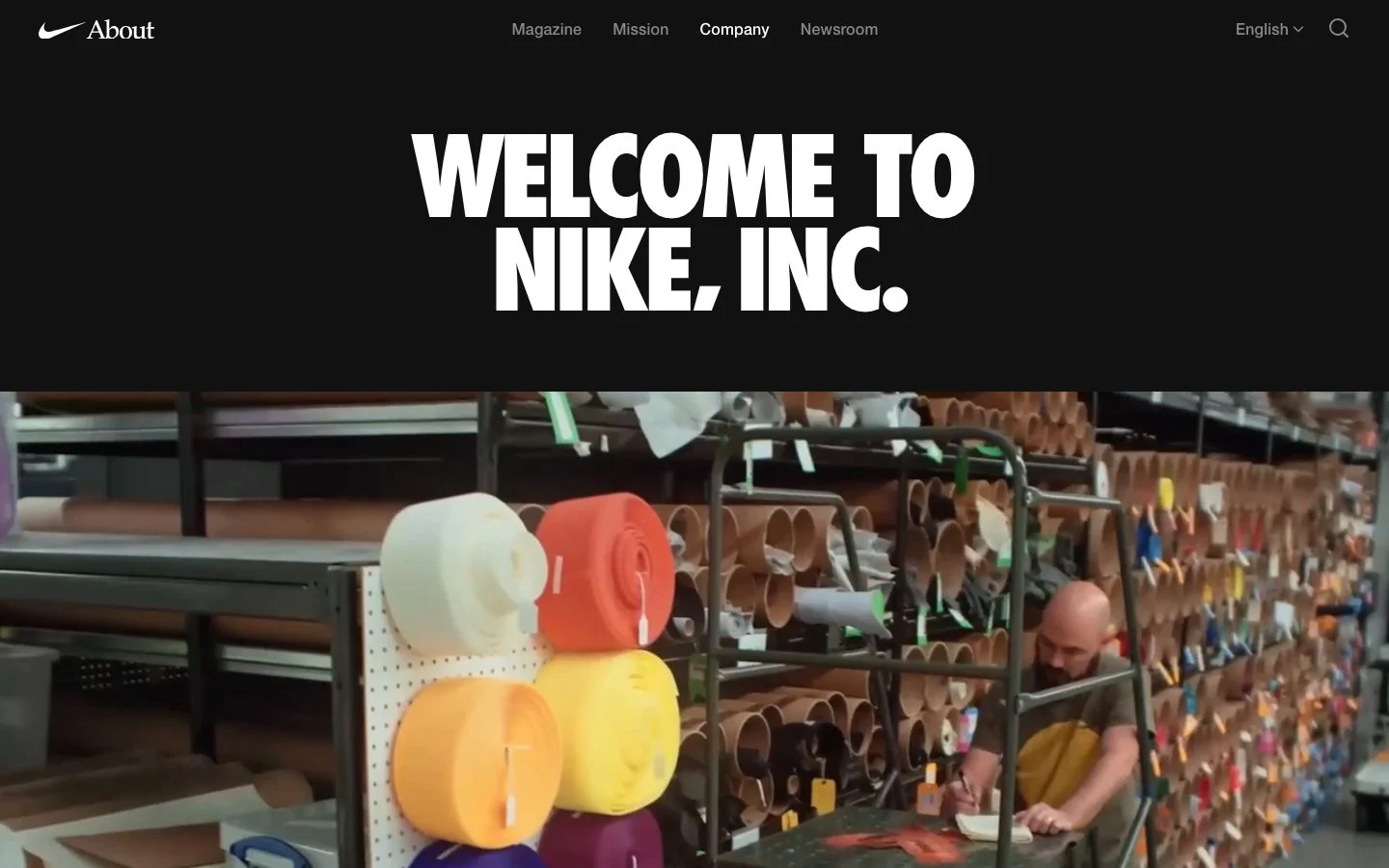 Nike company page