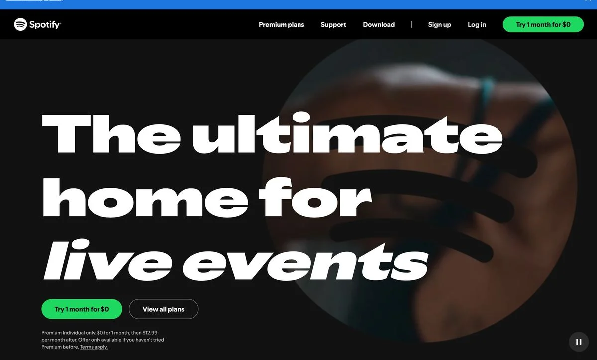 Spotify hero section
