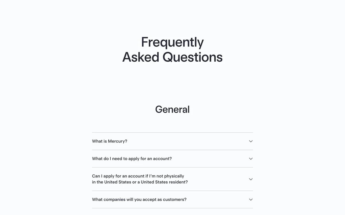 Mercury FAQ page