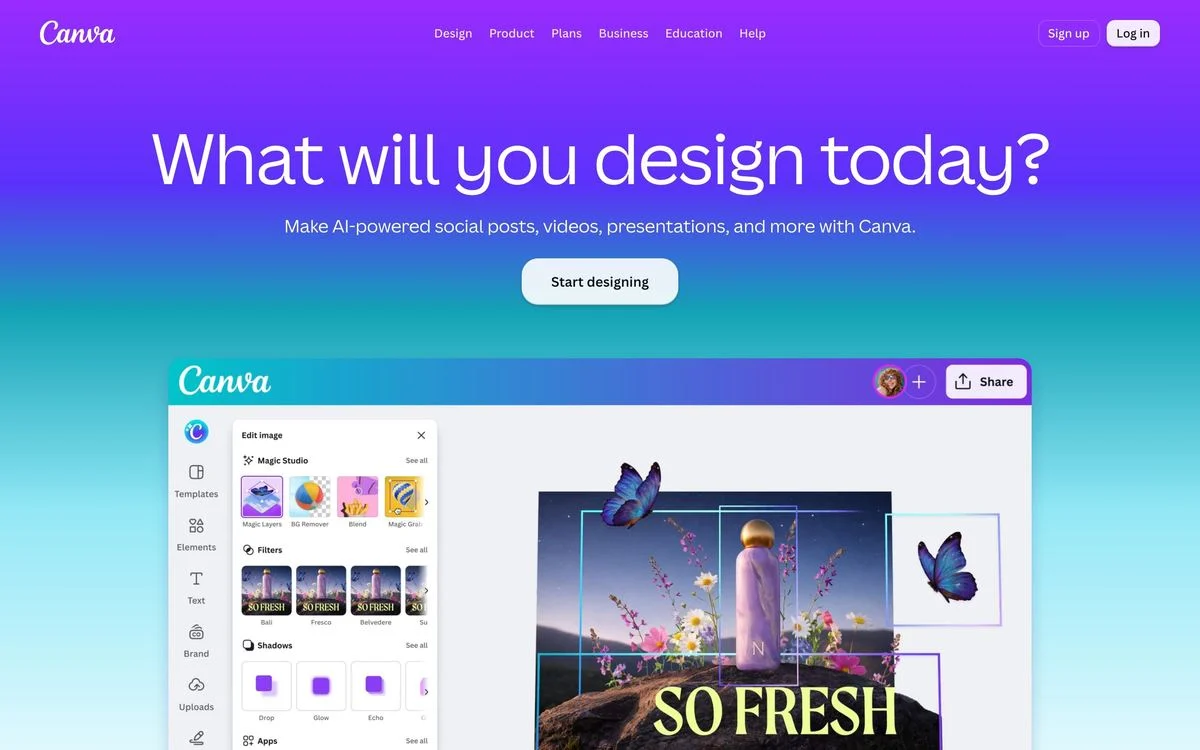 Canva hero section