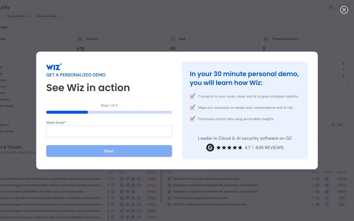 Wiz demo landing page