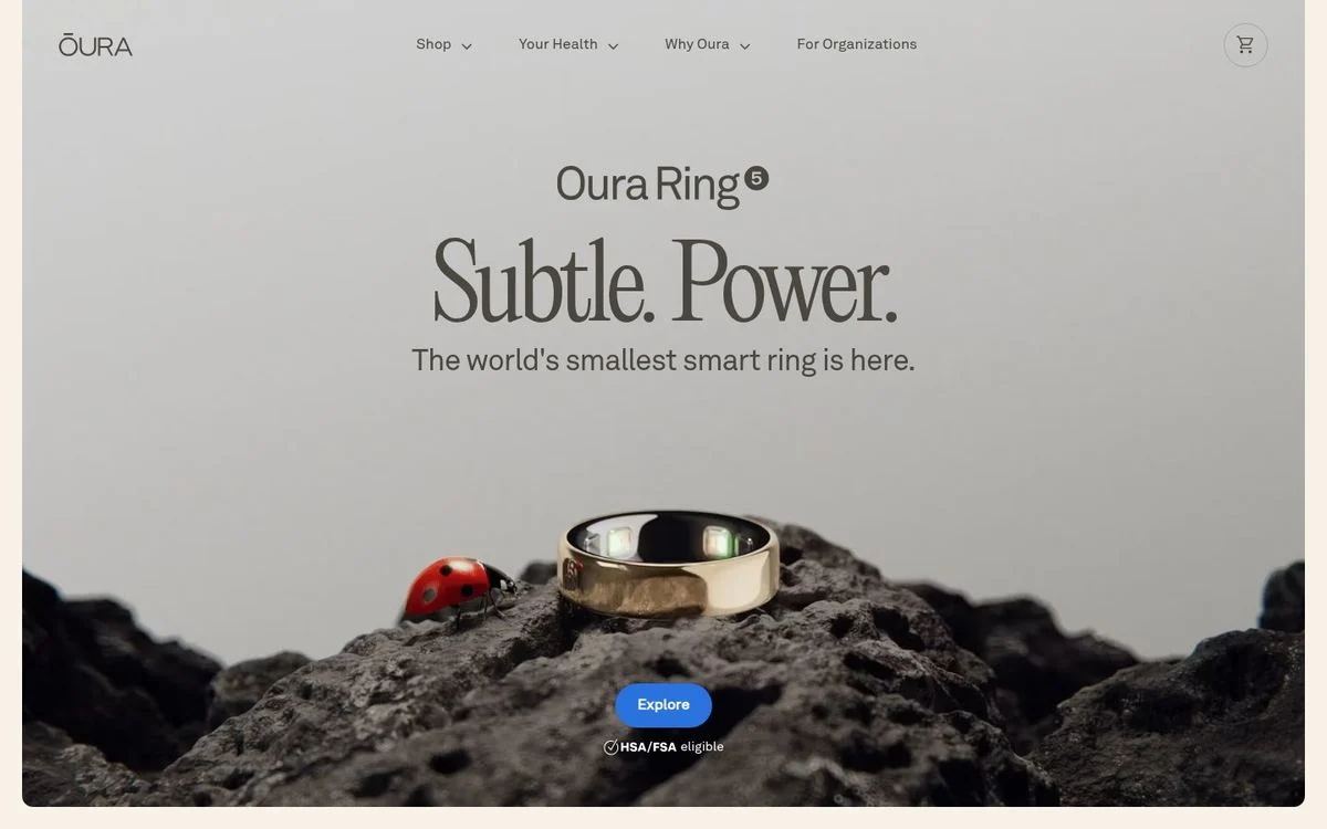 Oura homepage