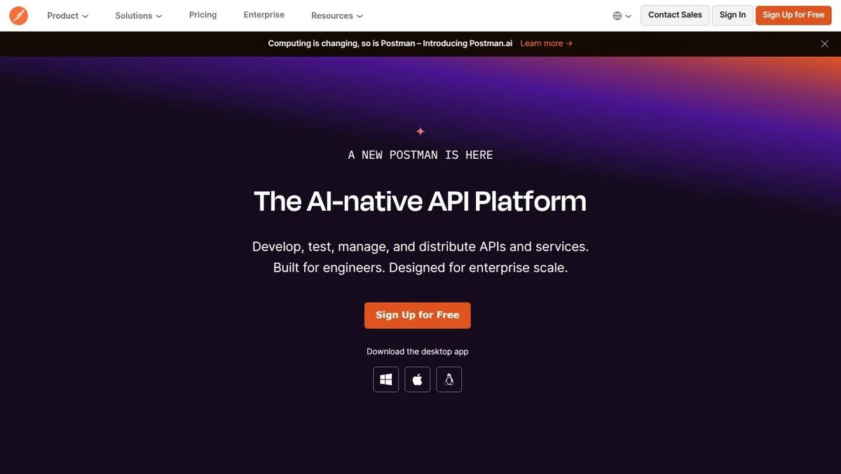 Postman homepage