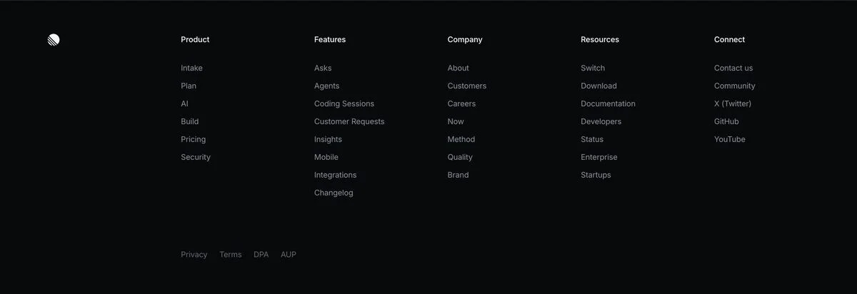 Linear website footer