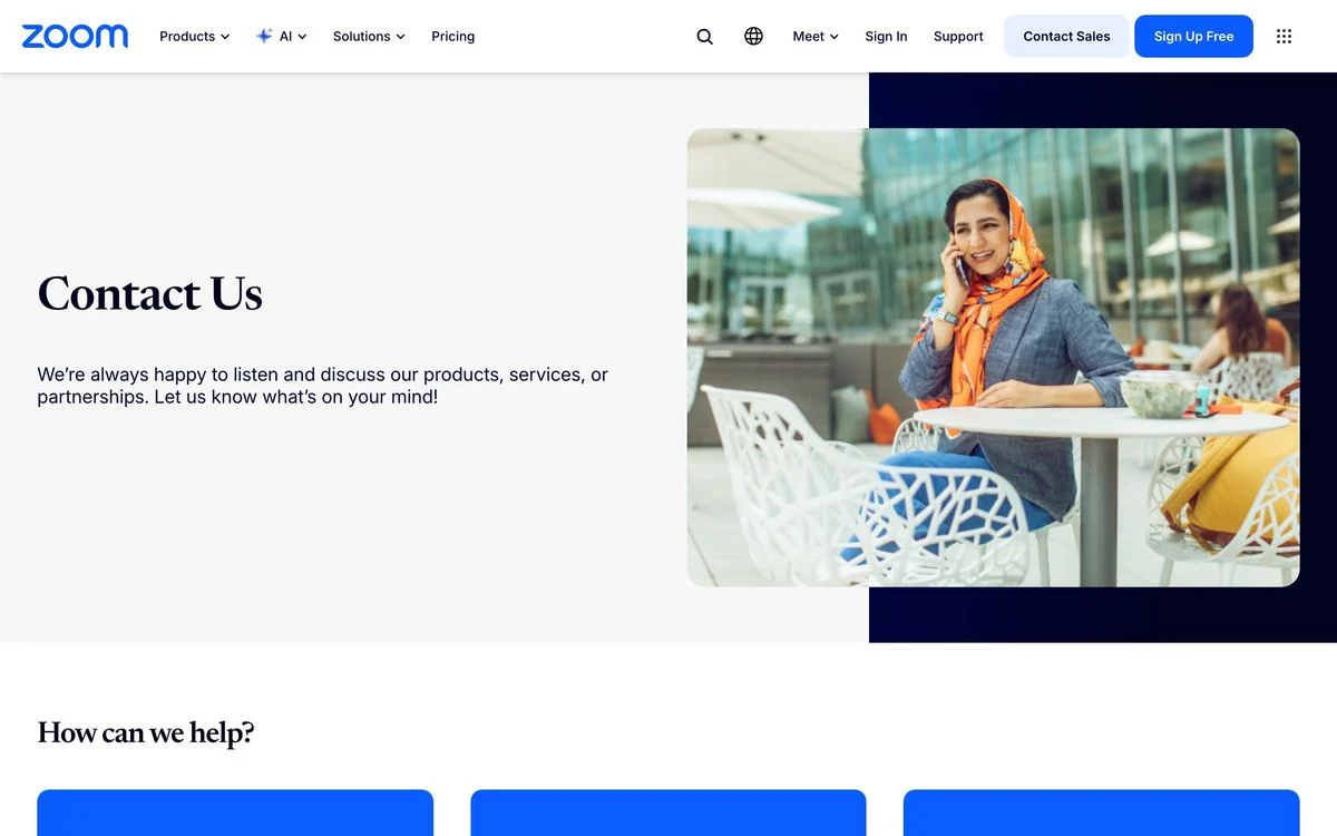 Zoom contact page