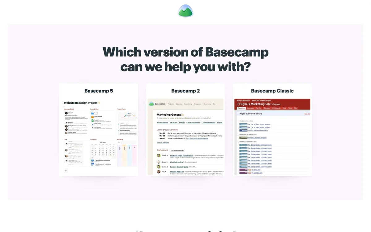 Basecamp help page