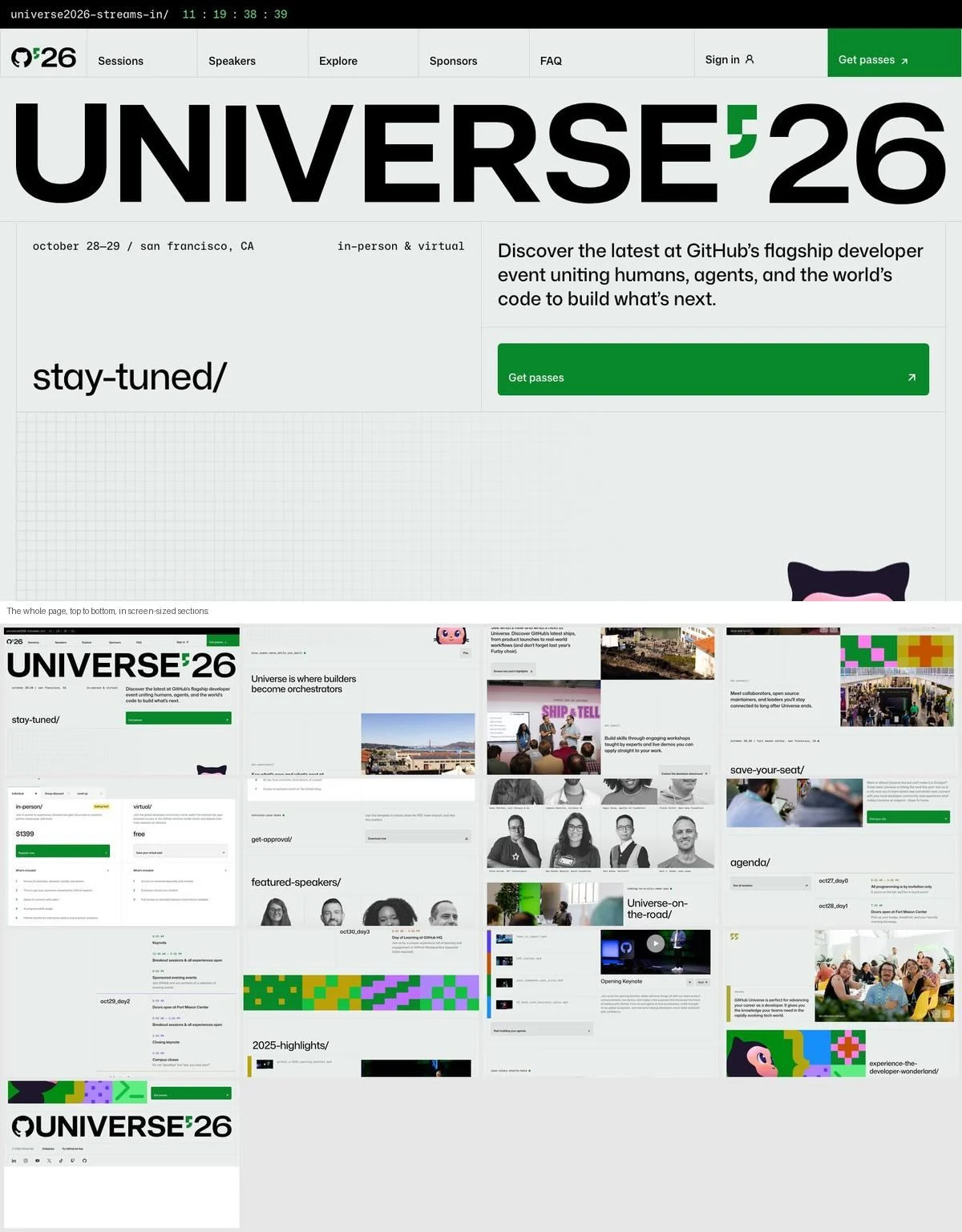 GitHub Universe one-page website