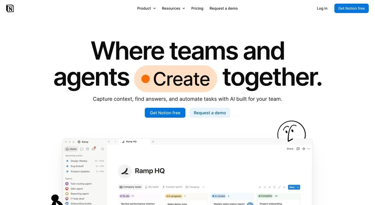 Notion hero section