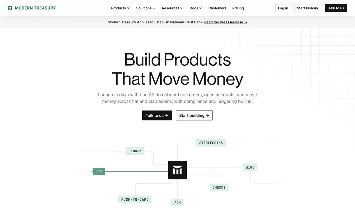 Modern Treasury homepage