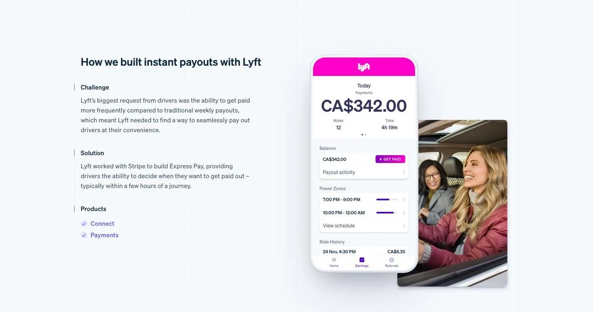 Stripe case study block