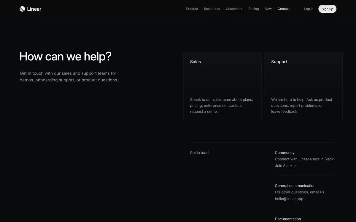 Linear contact page
