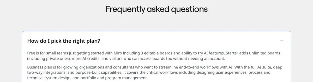 Miro pricing FAQ
