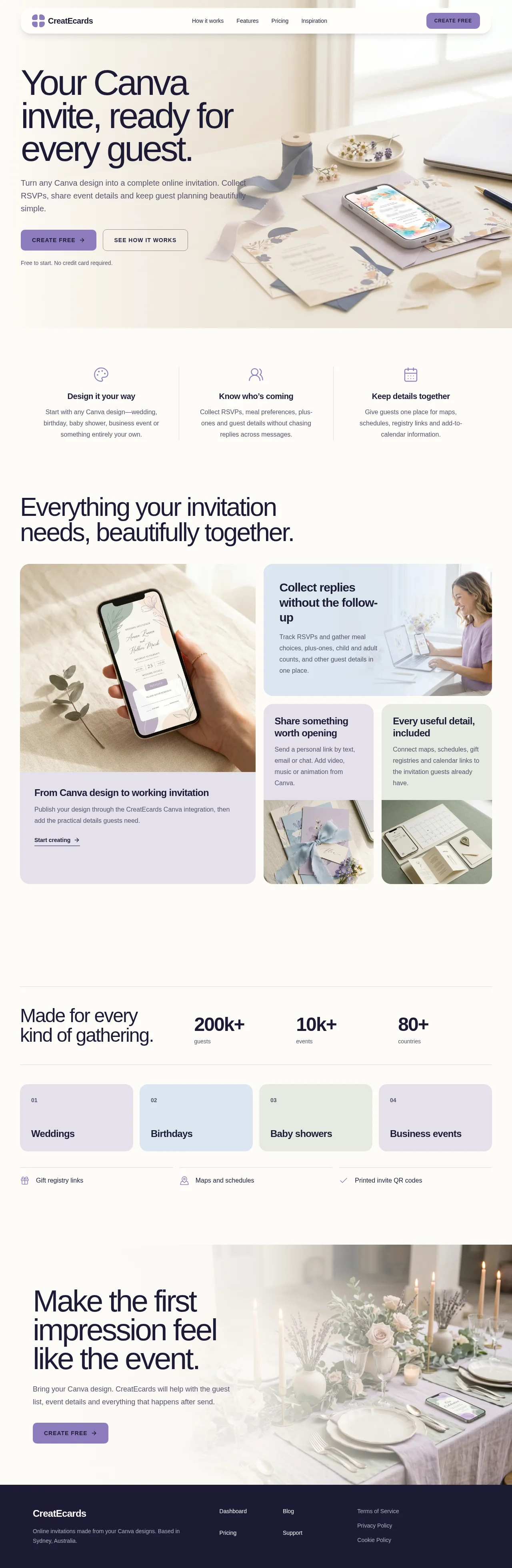 CreateCards website redesign produced by GPT Sol