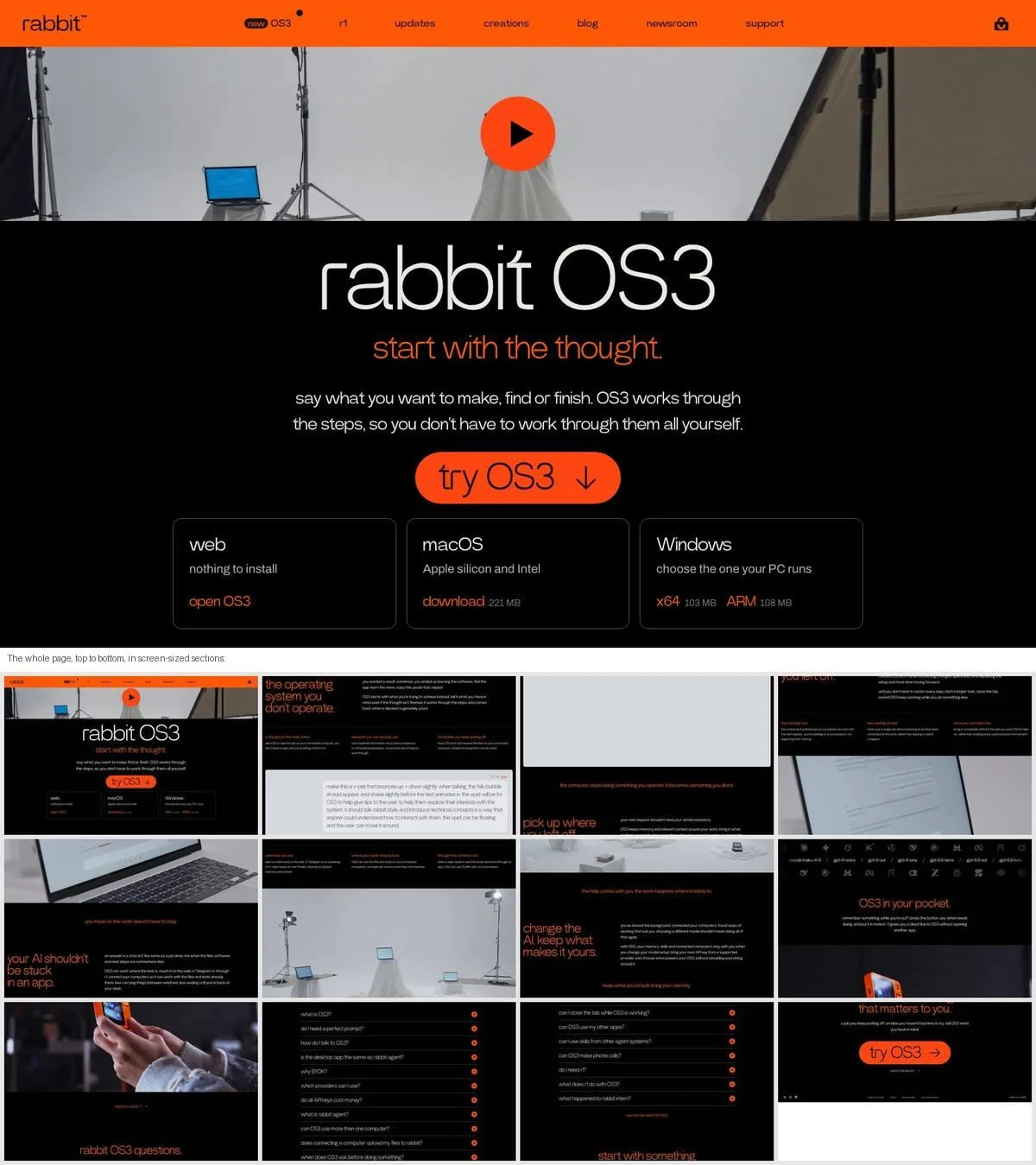 rabbit one-page website
