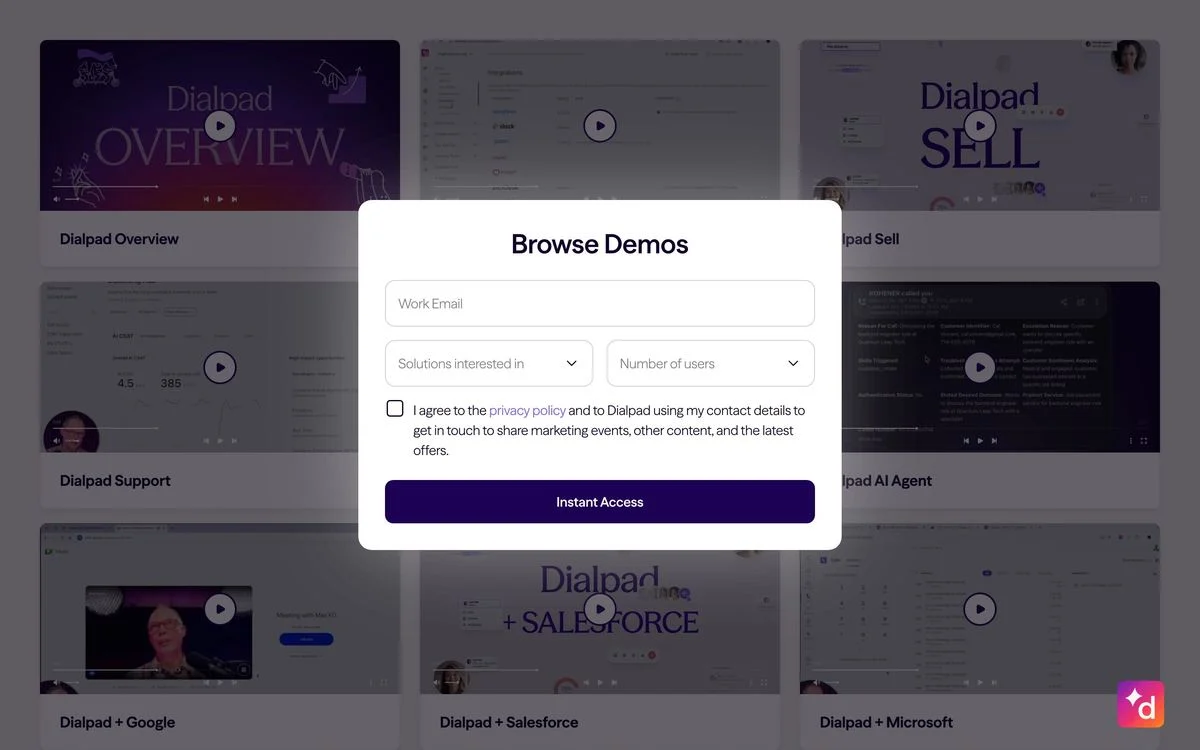 Dialpad demo landing page