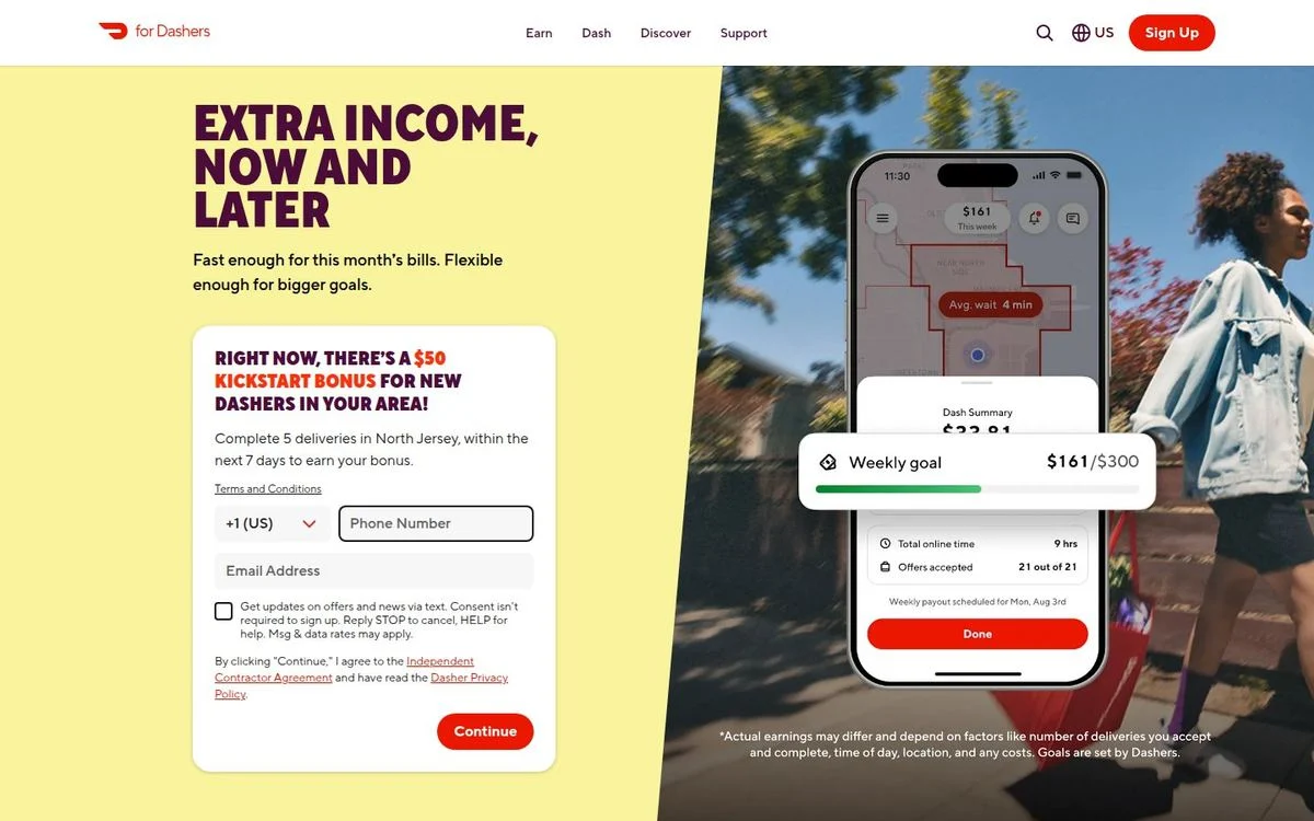Become a Dasher landing page