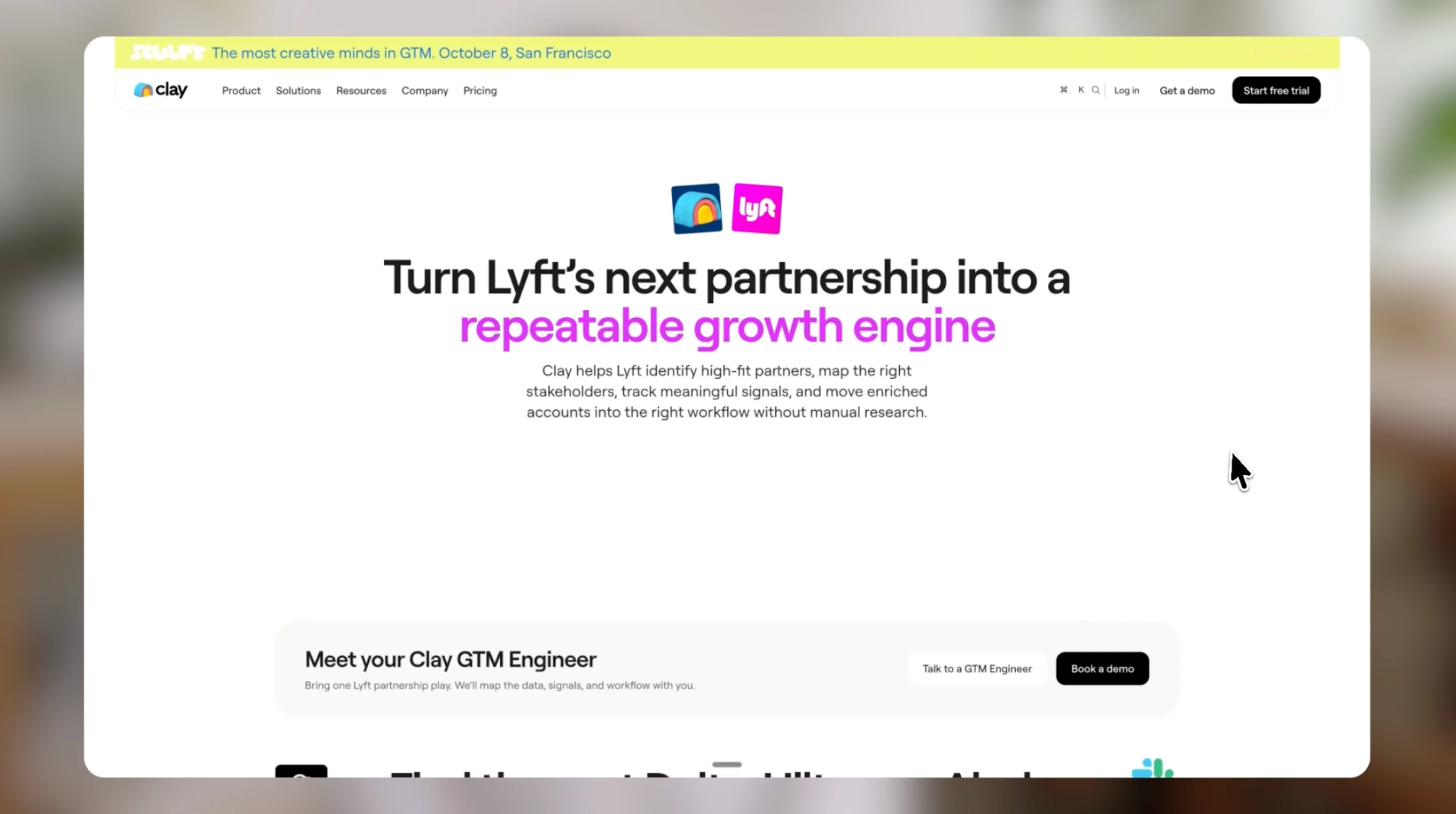 Clay ABM page for Lyft: Turn Lyft’s next partnership into a repeatable growth engine