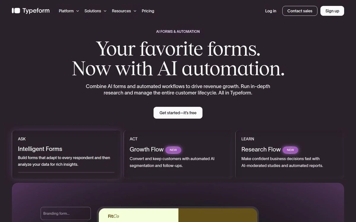 Typeform homepage