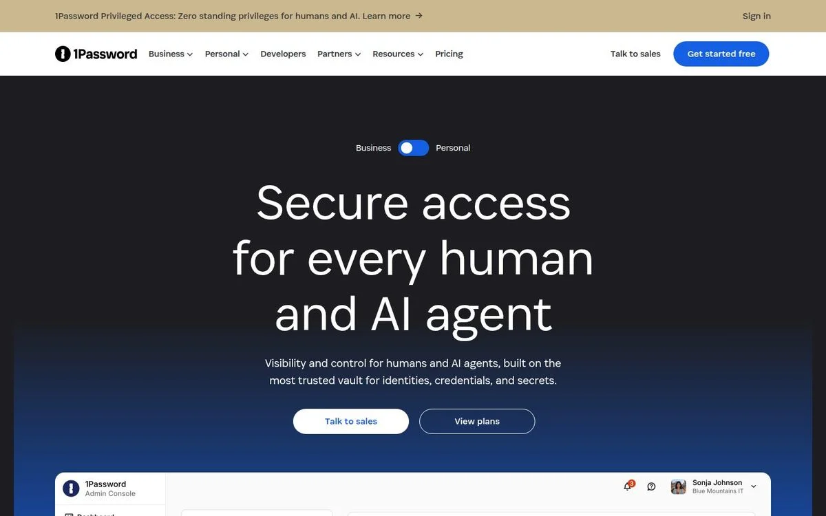 1Password homepage