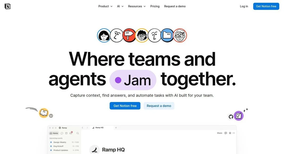 Notion homepage
