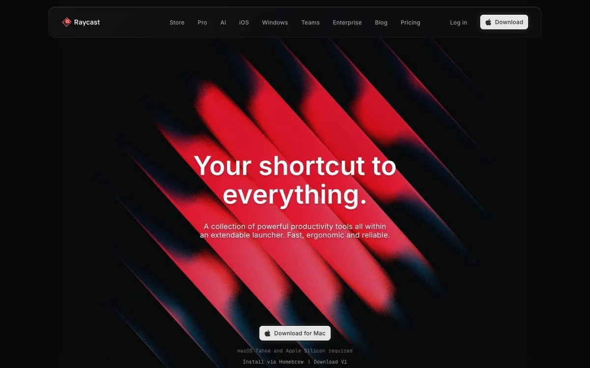 Raycast homepage