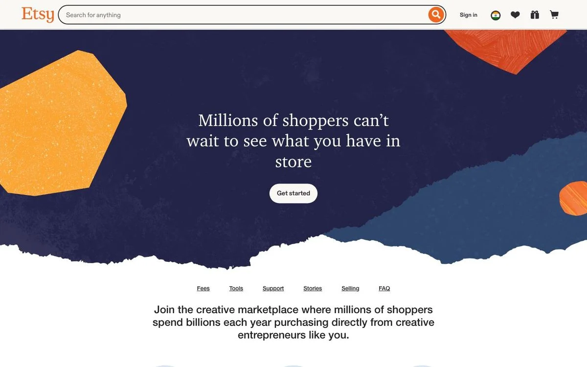 Sell on Etsy landing page