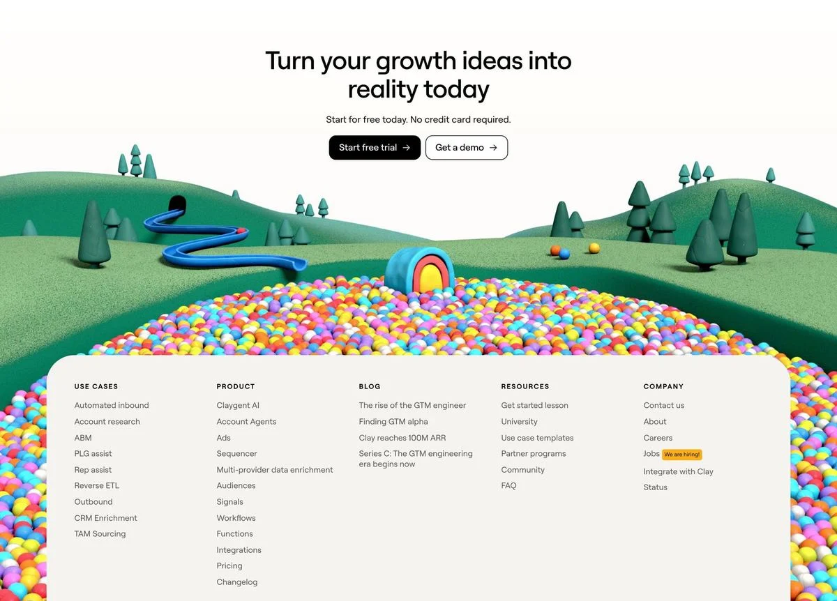 Clay website footer