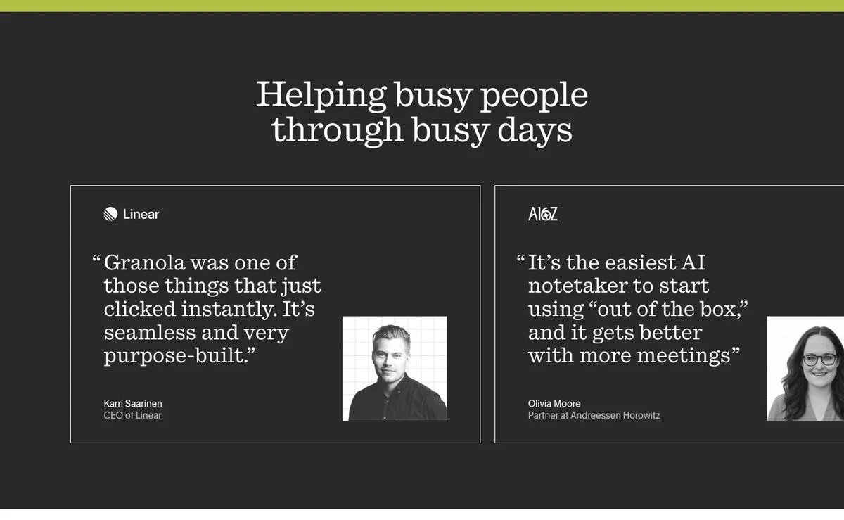 Granola testimonial cards