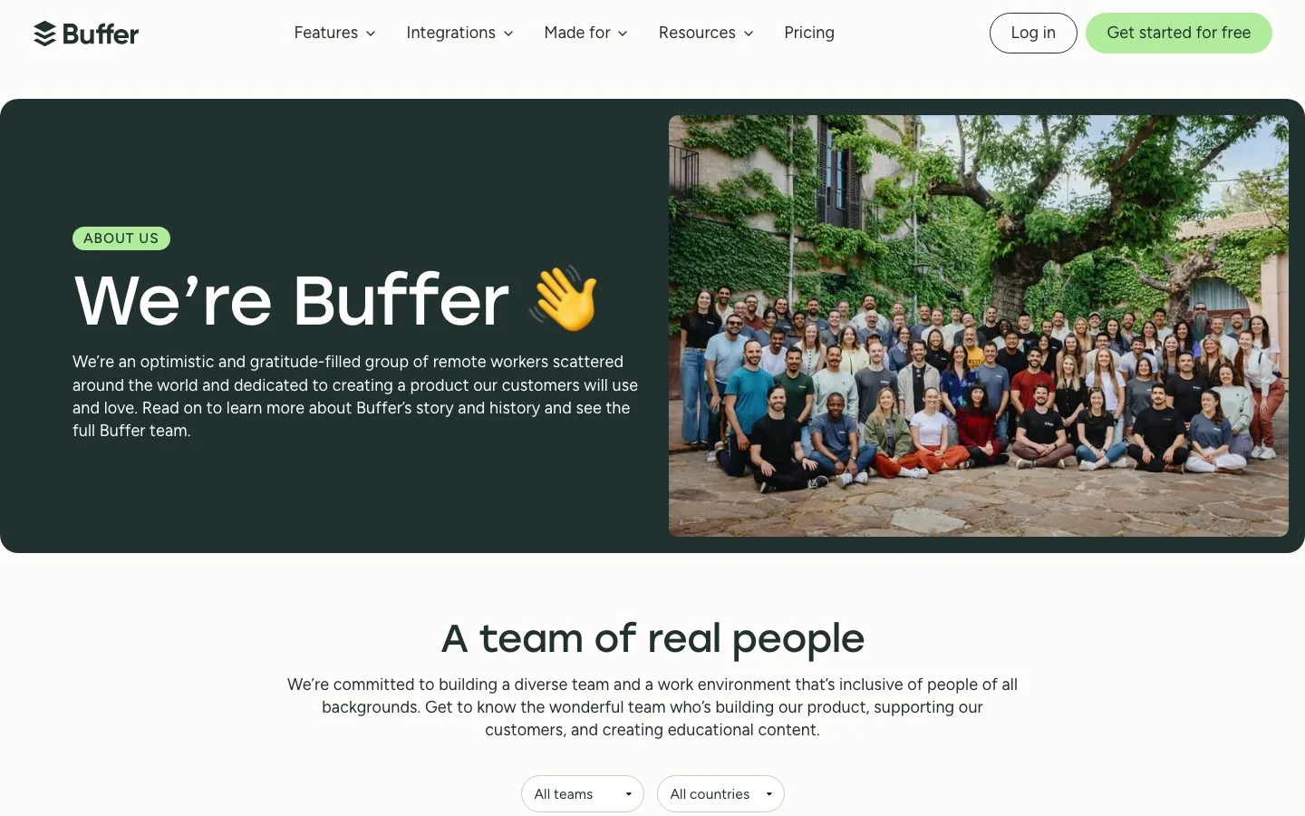 Buffer About page